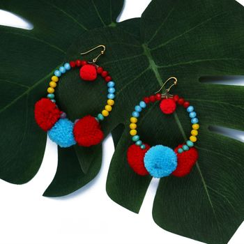 Colourful Handmade Pom Pom Earrings, 2 of 4