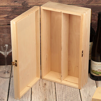 Eucalyptus Wedding Gift Double Wooden Wine Bottle Box, 3 of 4