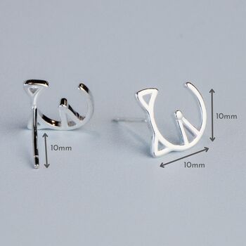 Sterling Silver Minimalist Cat Face Stud Earrings, 3 of 6
