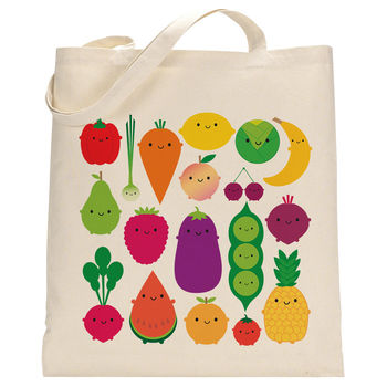 Five A Day Kawaii Fruit And Vegetables Shopper Bag, 5 of 7