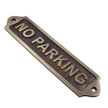 Personalised No Parking Brass Plaque With Vintage Finish, 3 of 12