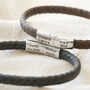 Men's Personalised Engraved Antiqued Leather Bracelet, thumbnail 2 of 10