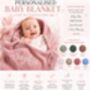Personalised Baby Blanket Embroidered With Name Soft Customised Blanket For Newborn Baby Girl Cot And Pram Blanket Baby Girl Present 100x80cm, thumbnail 3 of 12