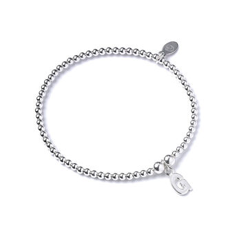 Sterling Silver Ball Bead Bracelet With Initial, 9 of 12