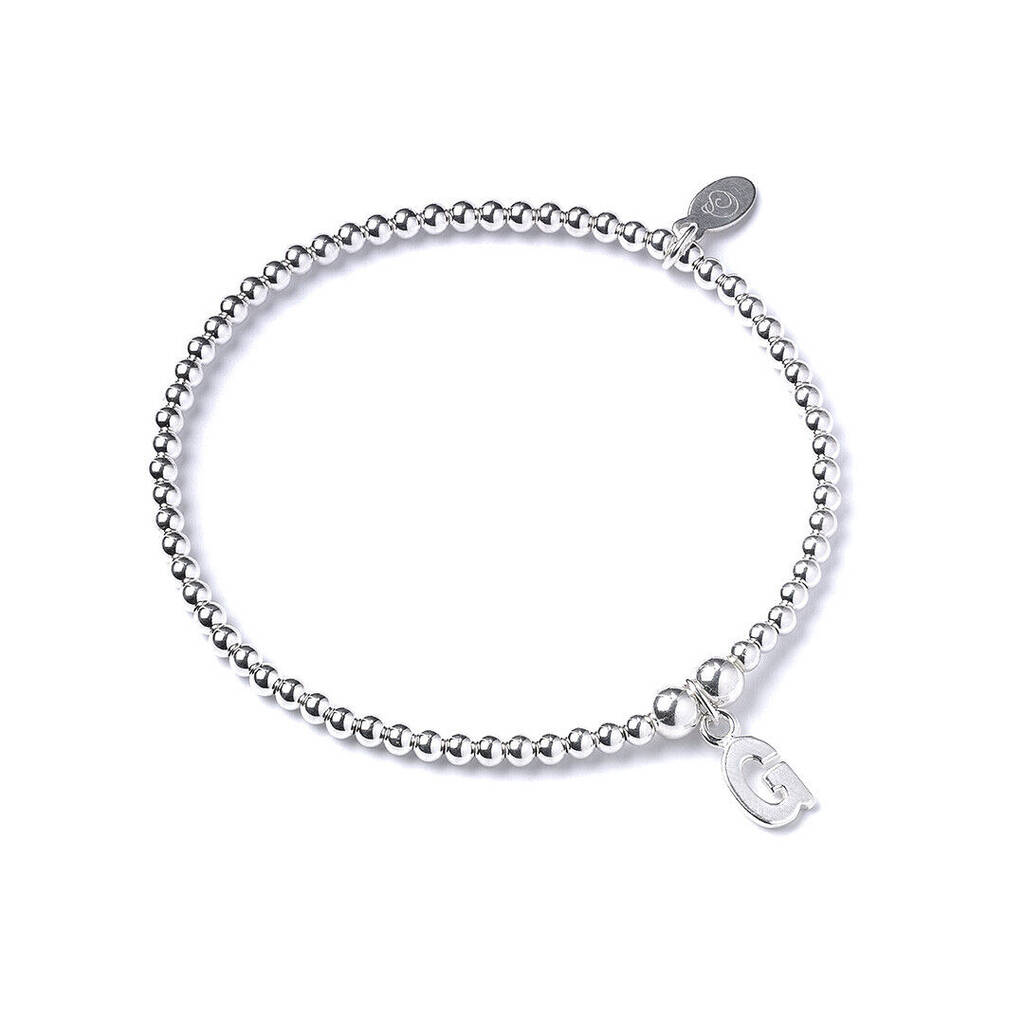 Sterling Silver Ball Bead Bracelet With Initial By Mylee London