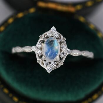 Vintage Inspired Genuine Moonstone Ring, 8 of 11