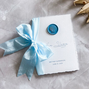 Beach Shell Wedding Vow Books With Wax Seal, 6 of 10
