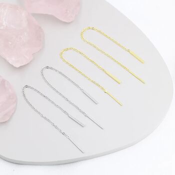 Sterling Silver Vertical Bar Ear Threader, 5 of 12