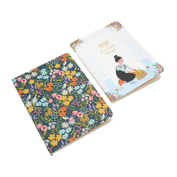 Set Of Two Blue Floral A6 Lined Paper Notebooks, 3 of 6
