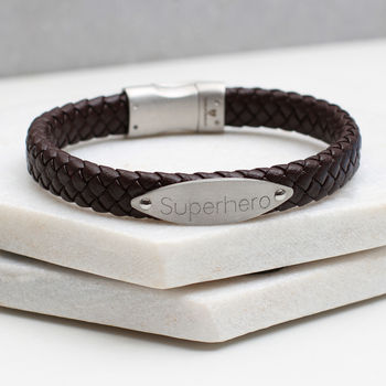 Men's Personalised Leather ID Bracelet, 3 of 6