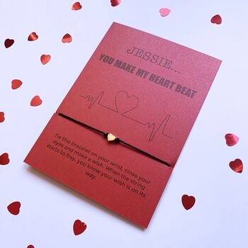 Personalised Anniversary Heart Card With Wish Bracelet, 6 of 9
