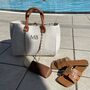 Personalised White Brown Large Chain Tote Beach Bag, thumbnail 2 of 7