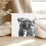 Hand Drawn Pit Bull Cross Dog Greeting Card Illustration, thumbnail 3 of 6