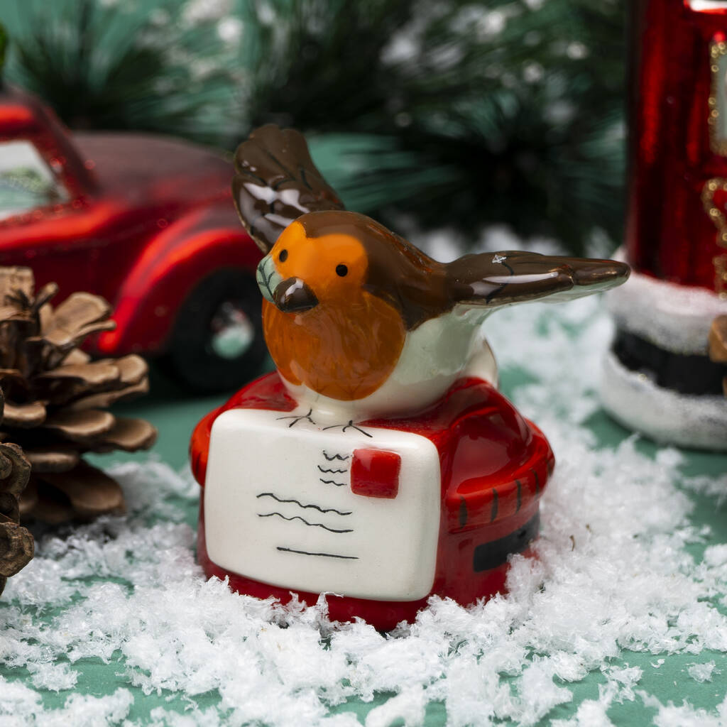 Ceramic Robin And Letterbox Charm With Gift Box, 1 of 4