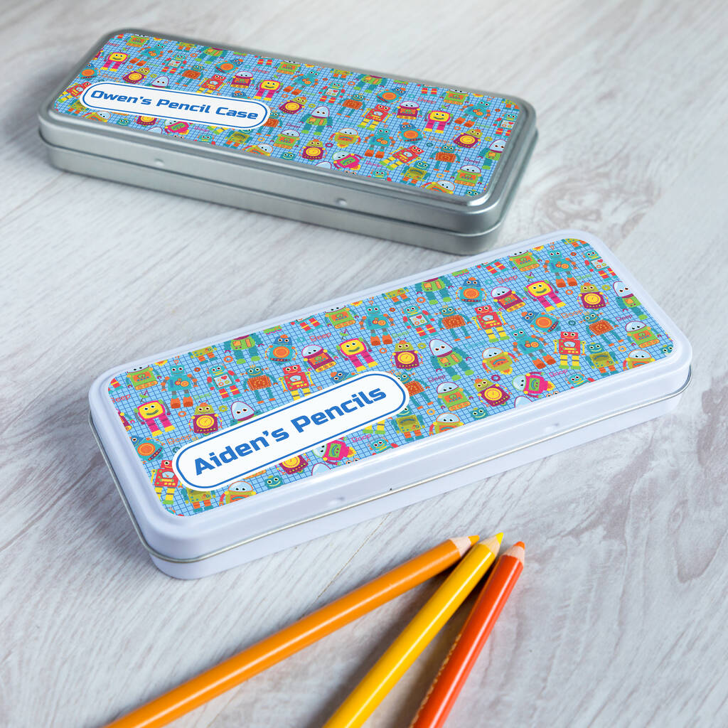 Personalised Robot Pencil Tin Case By Mirrorin