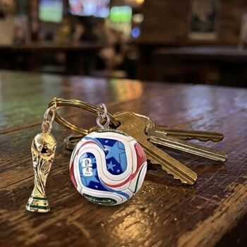Personalised World Cup Football And Trophy Keychain, 8 of 9
