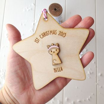 Personalised Kitten's First Christmas Tree Decoration, 5 of 6