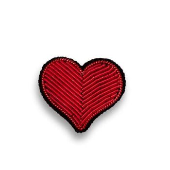 Hand Embroidered Cannetille Brooch Pin 'Red Heart', 5 of 5