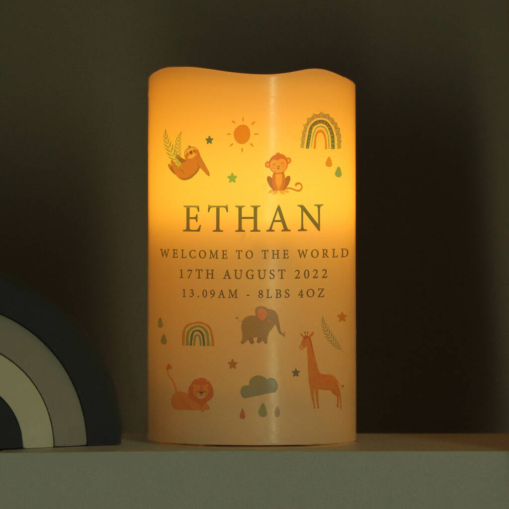 Personalised Safari Animals Night Light Gift By Bella Personalised Gifts