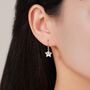 Extra Tiny Kawaii Star And Moon Dangle Drop Hook Earrings In Sterling Silver, thumbnail 7 of 12