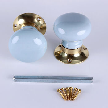 G Decor The Brassworks Edit Light Grey Set Of Handcrafted Ceramic Mortice Door Handles, Internal Turning Knobs For Room Doors, 5 of 5
