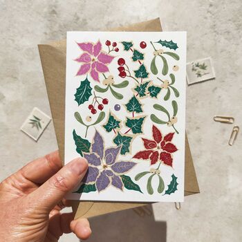 Set Of Eight Botanical Block Print Christmas Cards, 4 of 8
