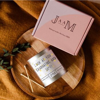 Graduating And Shit Candle Gift Box. Wood Wick Graduation Gift Set, 5 of 5