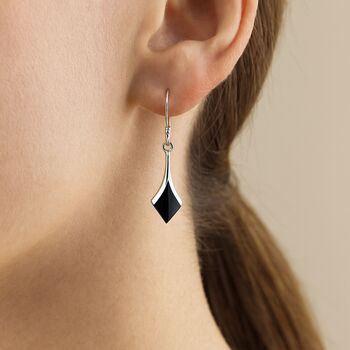 Sterling Silver Onyx Drop Earrings, 2 of 4