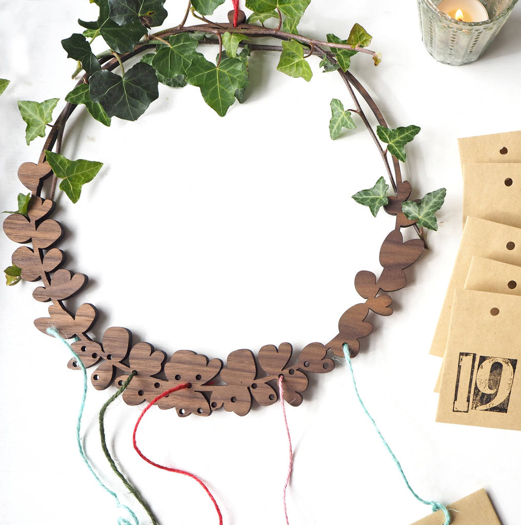Wooden Wreath Advent Calendar By Wood Paper Scissors