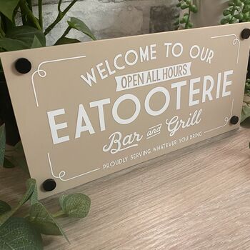 Welcome To Our Eatooterie Outdoor Garden Sign, 5 of 12