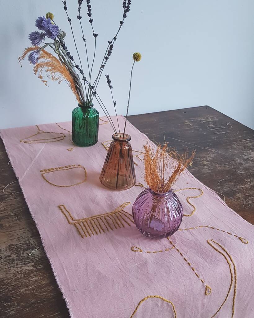 Pink And Mustard Table Runner