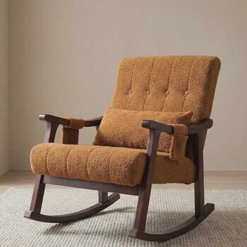 Burnt Orange Rocking Chair Upholstered In Antique, 5 of 5