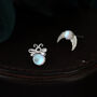 Sterling Silver Mismatched Firefly And Moon Stud Earrings, thumbnail 3 of 12