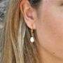Classic Fresh Water Pearl Hoop Earrings Gold Plated, thumbnail 3 of 8