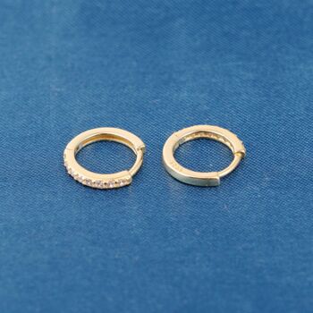 Gold Pave Huggie Hoops, Cz Stone Hoop Earrings, Small Huggie Hoops, 5 of 7