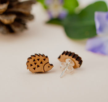 Wooden Hedgehog Earrings, 2 of 2