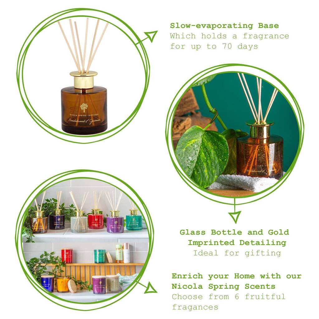 Sandalwood And Jasmine Scented Home Reed Diffuser By Rinkit