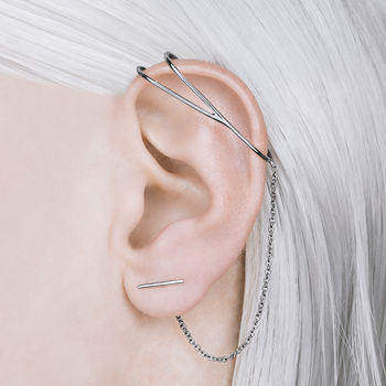 Ear Cuff Silver Chain Ear Jackets, 2 of 3