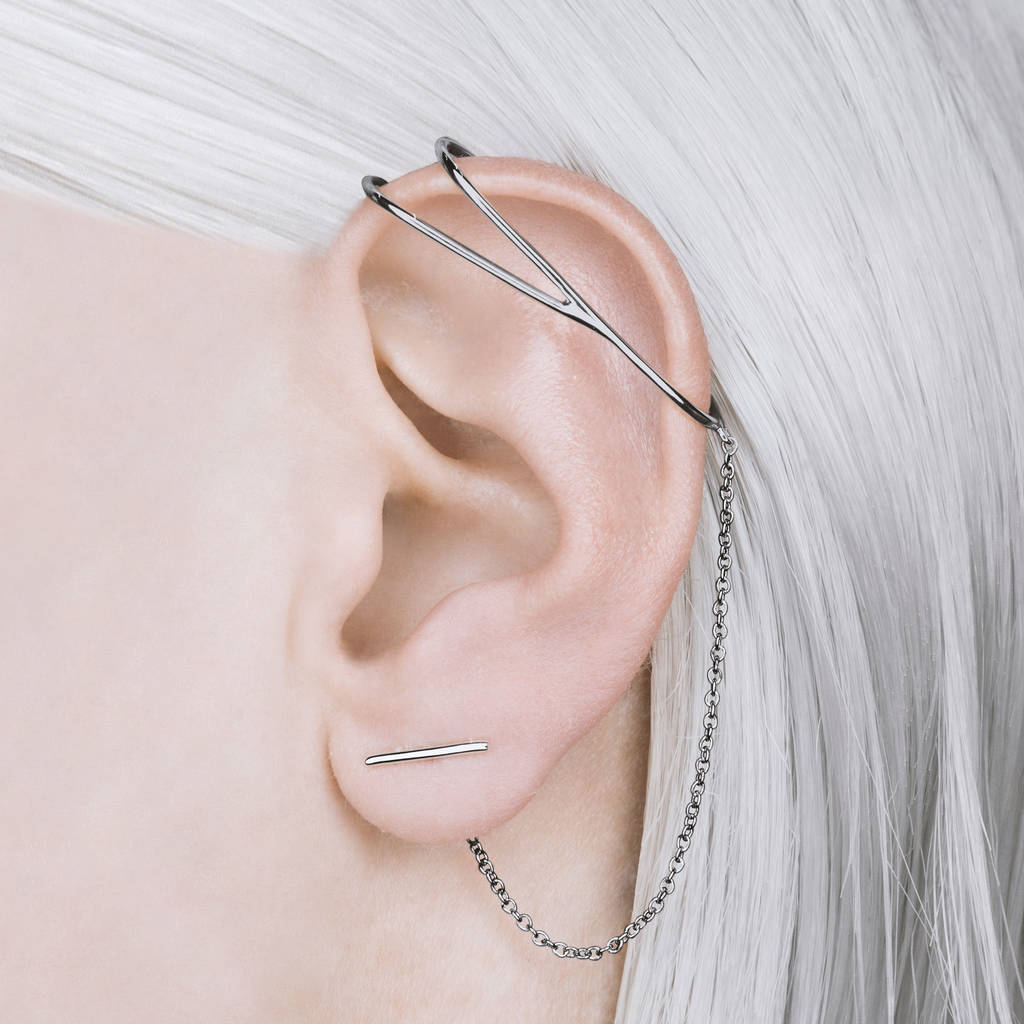 Ear Cuff Silver Chain Ear Jackets By Otis Jaxon