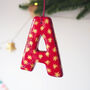 Personalised Raspberry Pink And Gold Star Clay Letter Decoration, thumbnail 1 of 4
