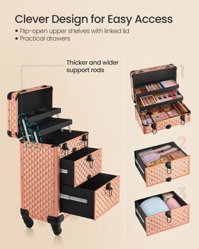 Make Up Trolley Cosmetic Case With Removable Wheels, 5 of 12