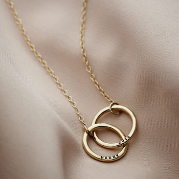 Personalised 9ct Gold Medium Double Hoop Names Necklace, 5 of 8