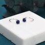 Sterling Silver Genuine Lapis Lazuli Huggie Hoop Earrings, thumbnail 4 of 9