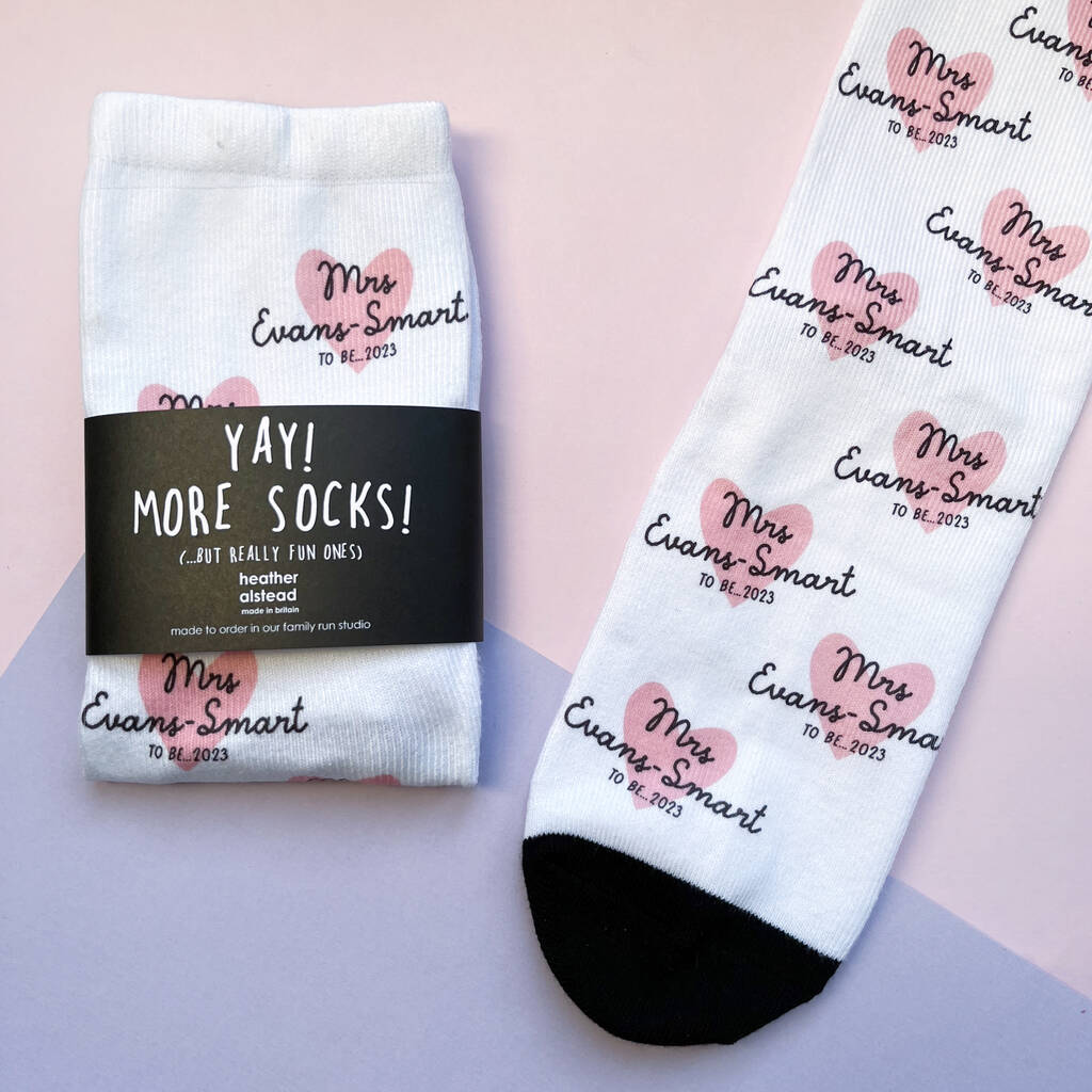 Personalised Mrs Or Mr To Be Socks By Heather Alstead Design