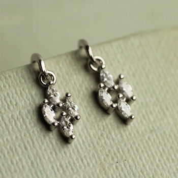 Dainty Drop Jewel Sterling Silver Gold Stud Earrings, 3 of 9