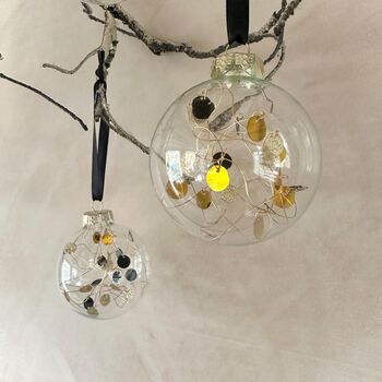 Set Of Six Gold And Black Bauble Set Gold Christmas Decor Gold Baubles, 2 of 6