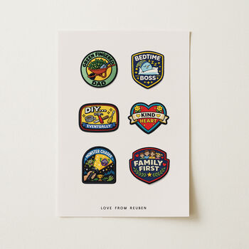 Personalised Father’s Day Patch Print Custom Dad Hobby And Achievement Badges, 3 of 3