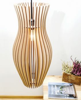 Hourglass Wooden Lampshade Ceiling Light, 3 of 3
