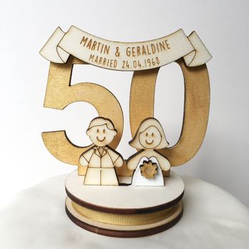 Personalised 50th Wedding Anniversary Cake Topper, 2 of 4