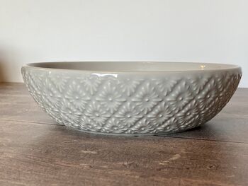 Light Grey Diamond Patterned Pasta/Serving Bowl, 22cm, 2 of 2